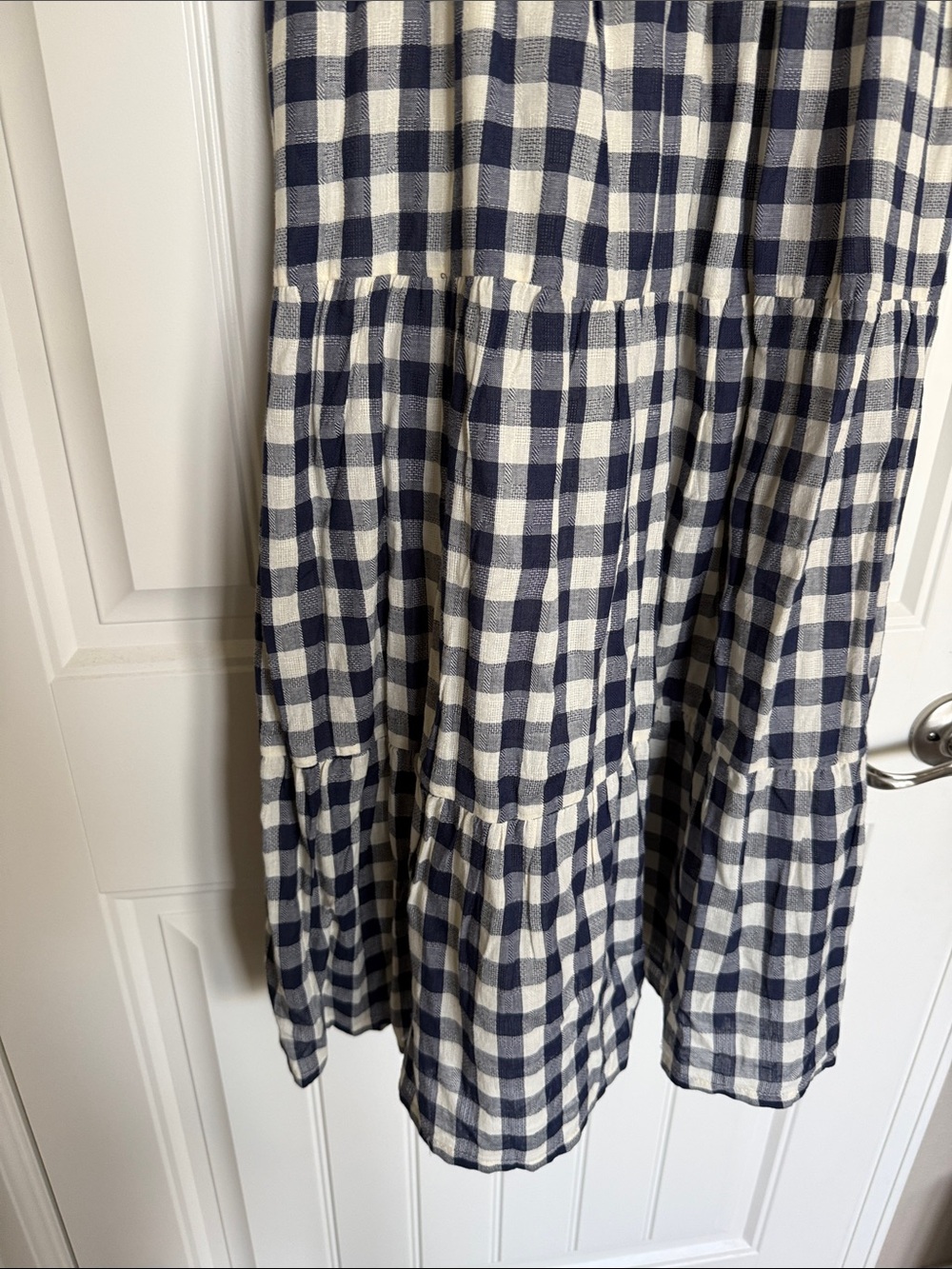 Little Cottonwood Magnolia Gingham Tie-Shoulder Midi Dress - Navy & White XS - Picture 5 of 13